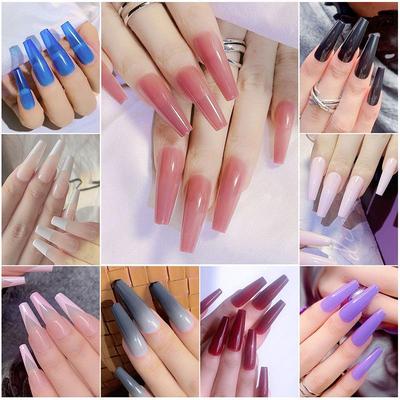 Multicolor Fake Nails with Glue for Party Wear