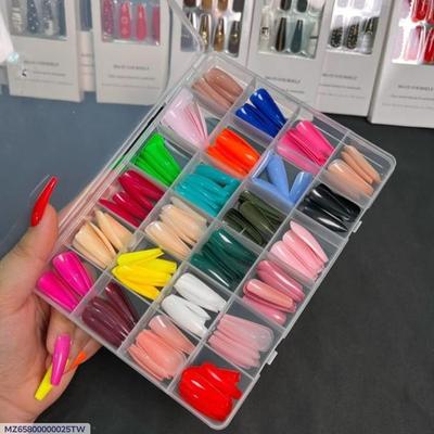Multicolor Fake Nails with Glue for Party Wear
