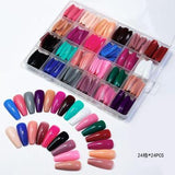 Multicolor Fake Nails with Glue for Party Wear