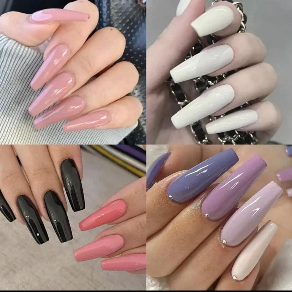 Multicolor Fake Nails with Glue for Party Wear
