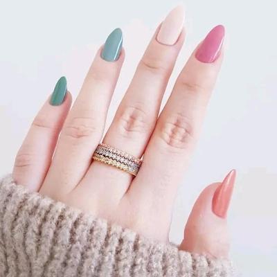Multicolor Fake Nails with Glue for Party Wear