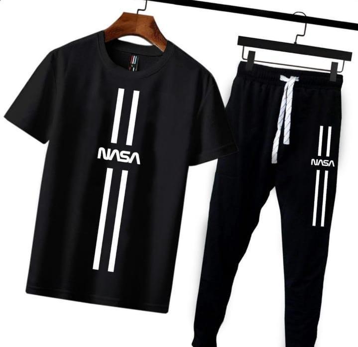 Men NASA Printed Cotton Track Suit Black Medium to XL