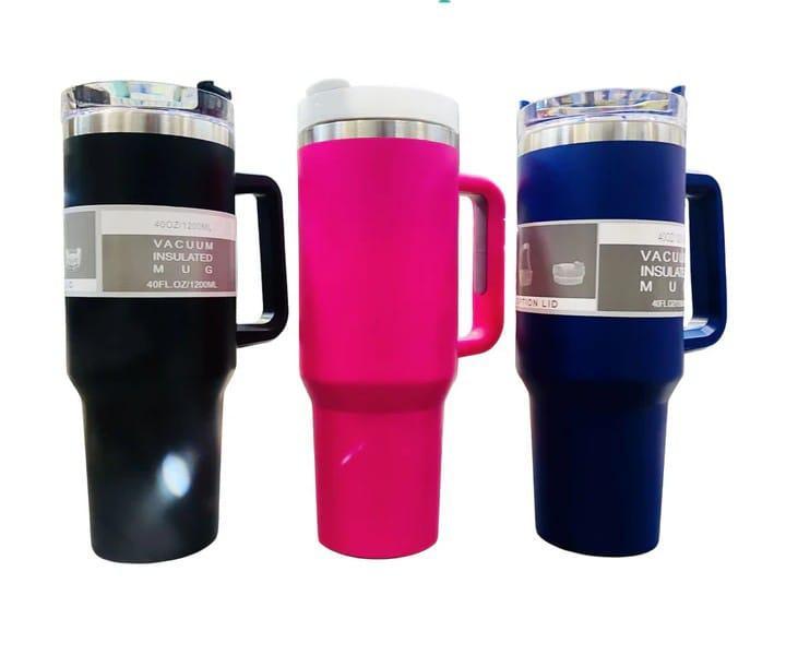 Vacuum Insulated Tumbler Black Pink Blue Stainless Steel