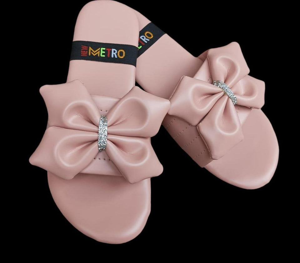 Women's Pink Bow PU Leather Semi-Formal Flats