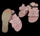 Women's Pink Bow PU Leather Semi-Formal Flats